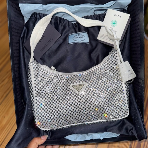 Prada Crystal Bag Re Edition 2000 White Satin - Picture 8 of 10